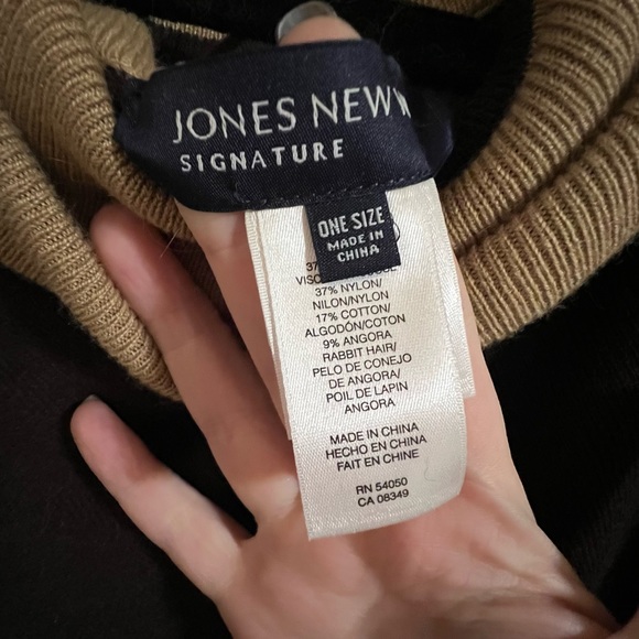 Jones New York Angora Poncho One Size  Ultra warm and trendy - brown and tan - Picture 4 of 4